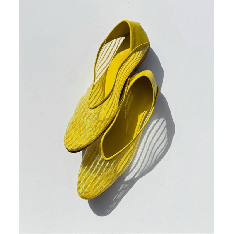 Yellow Breathable Mesh Flat Feet Shoes Splicing Stylish Women