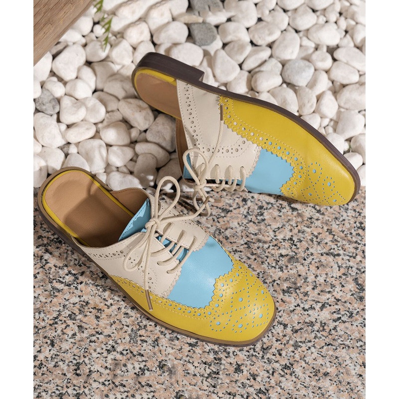 Art Hollow Out Splicing Walking Sandals Yellow Faux Leather