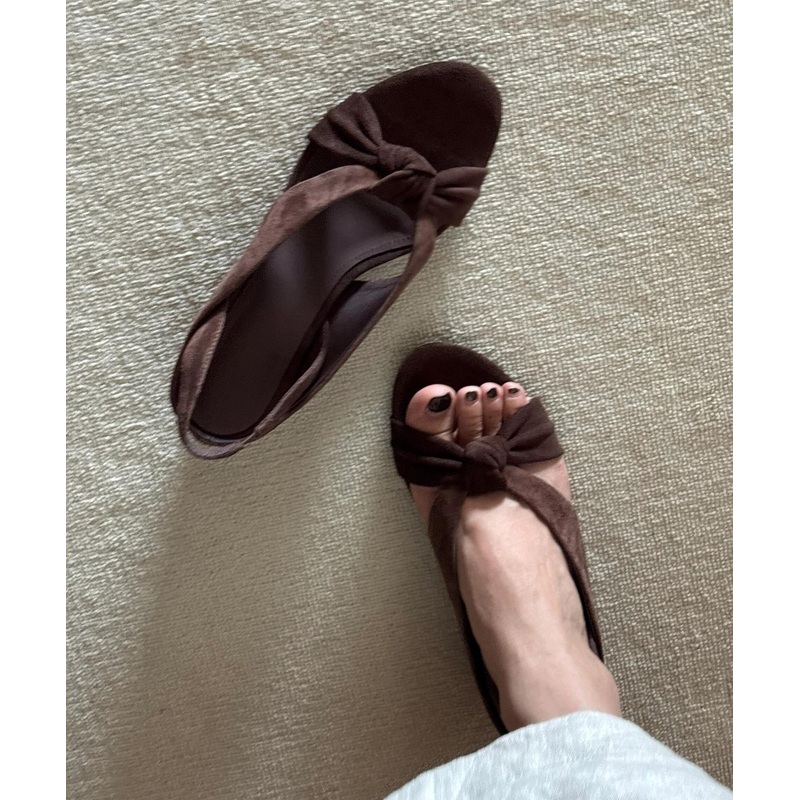 Brown Suede Splicing Sandals Cross Strap Peep Toe