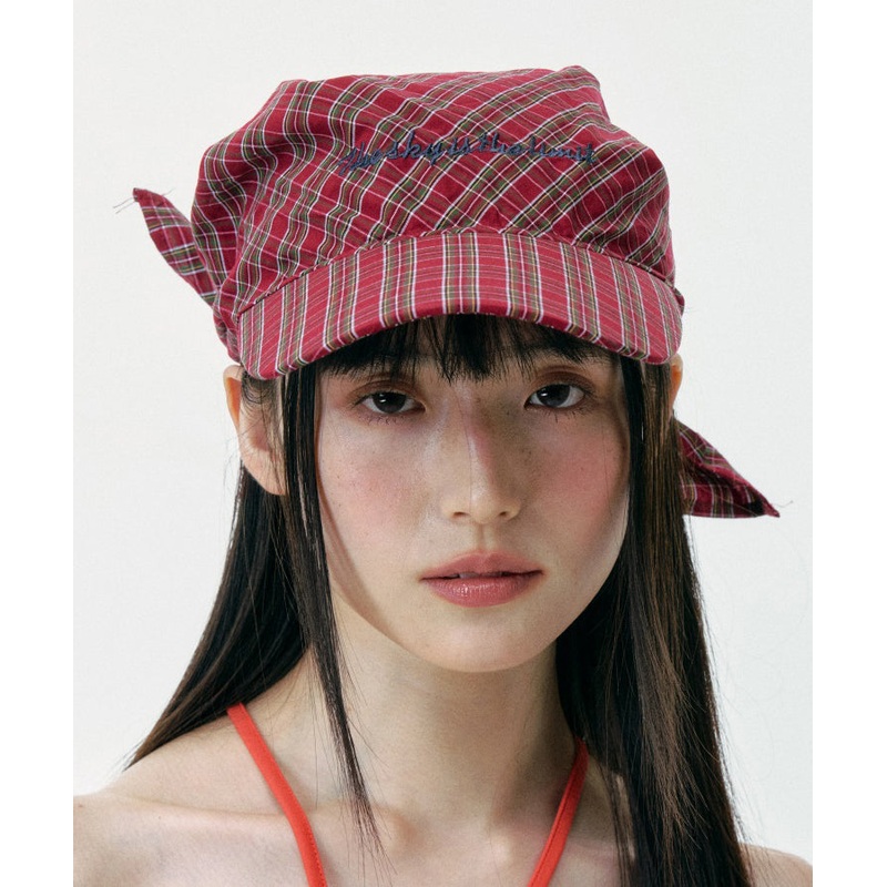 2025 Summer New Thin Breathable Red Plaid Boonie Hat