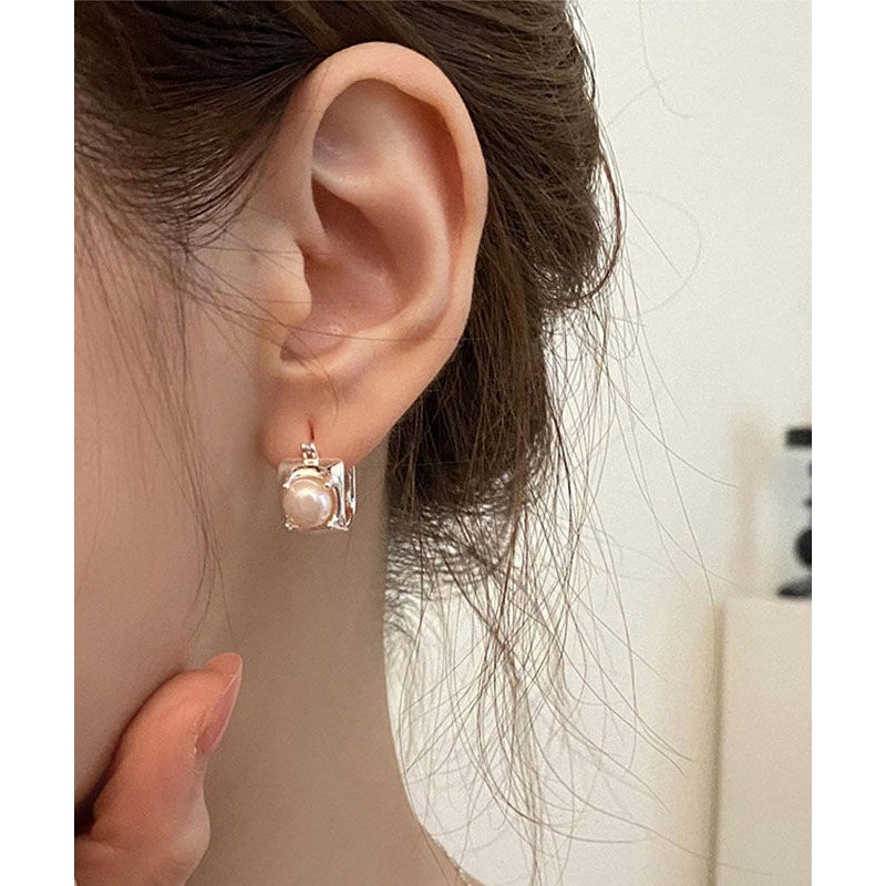 Art Silk Copper Overgild Pearl Stud Earrings