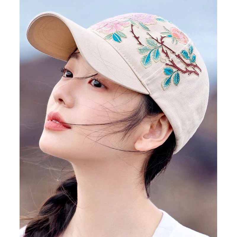 Beautiful Beige Embroideried Baseball Cap Hat