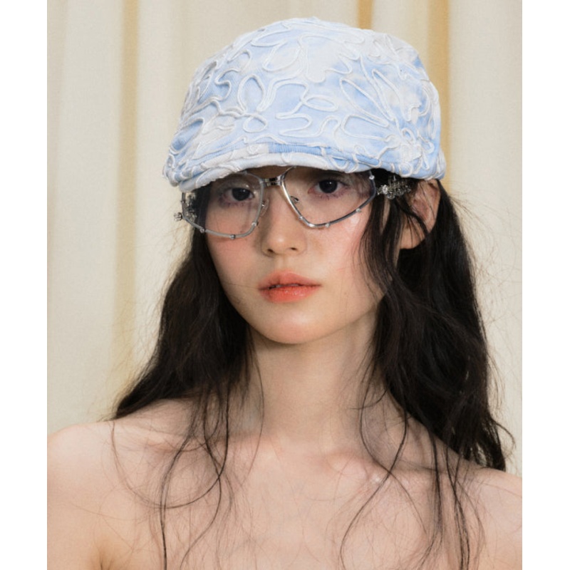 Beautiful Blue Floral Embroidered Breton Hat