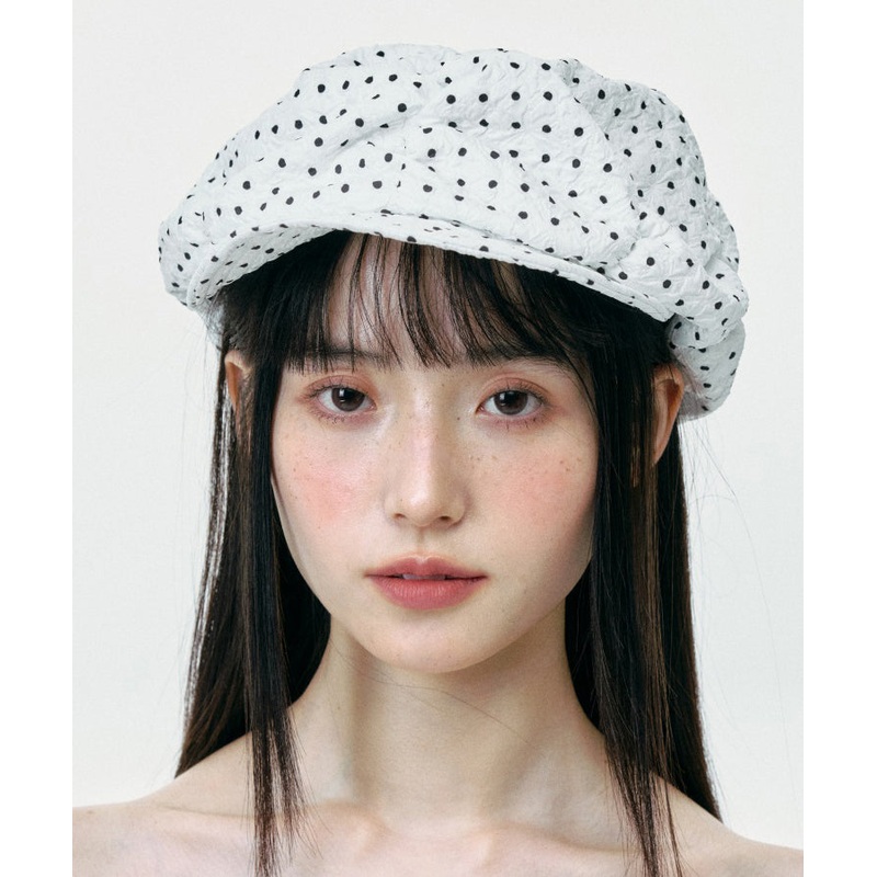 Stylish Versatile White Dot Thin Breton Hat