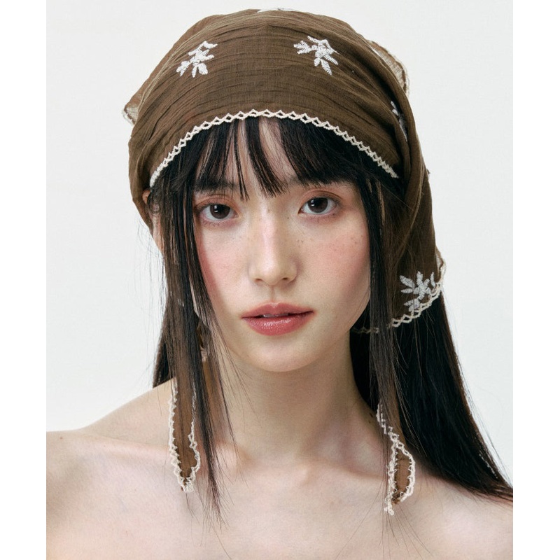 Summer Japanese Style Embroidered Thin Breathable Triangular Scarf