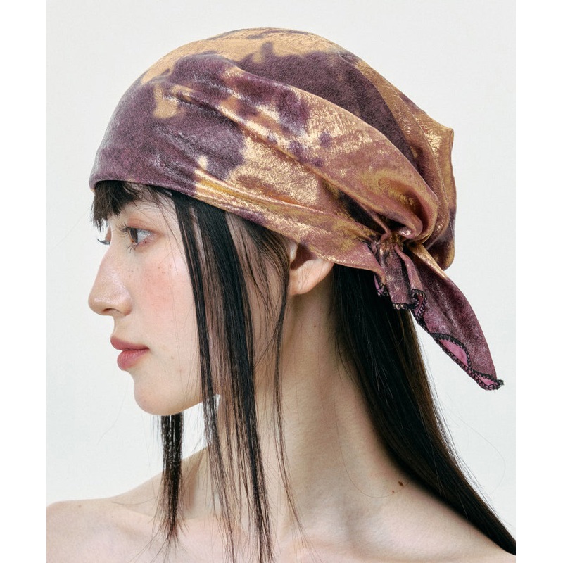 Unique Purple Gold Tie Dye Cinched Bonnie Hat