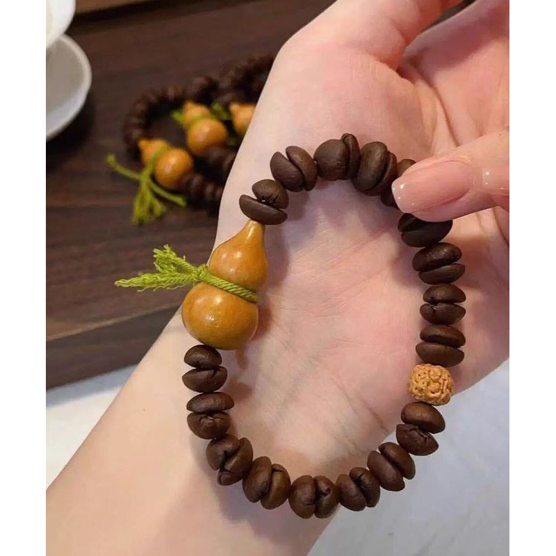 Vintage Coffee Weave Buddha Bead Gourd Chain Bracelet