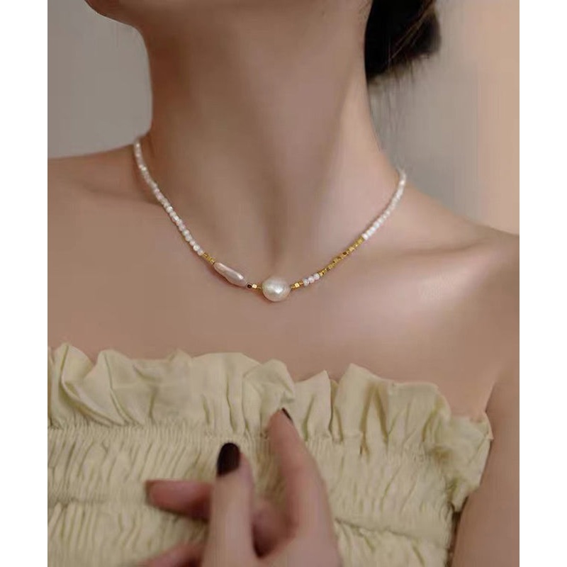 Chic White Alloy Pearl Gratuated Bead Necklace