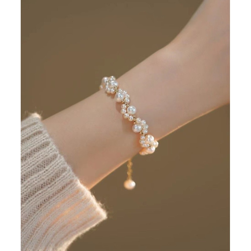 Elegant Gold Alloy Kitten Claws Pearl Tassel Charm Bracelet