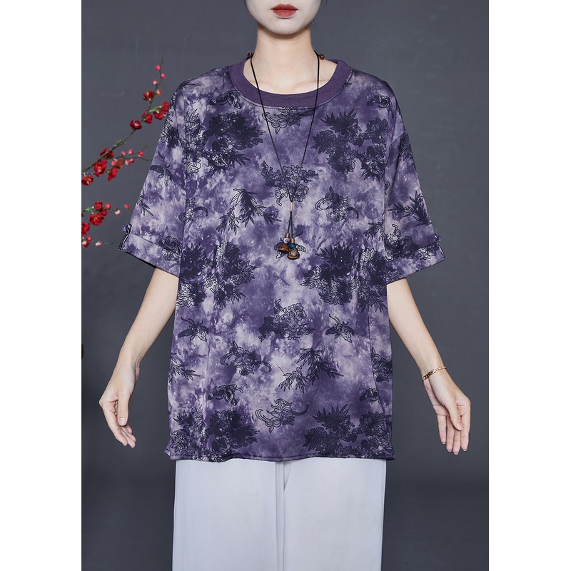 Unique Purple Print Tie Dye Cotton Tank Tops Summer