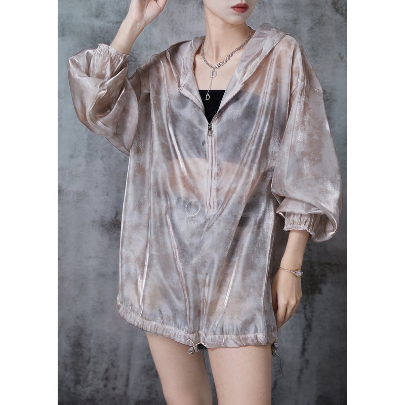 Art Khaki Oversized Drawstring UPF 50+ Coat Jacket Spring