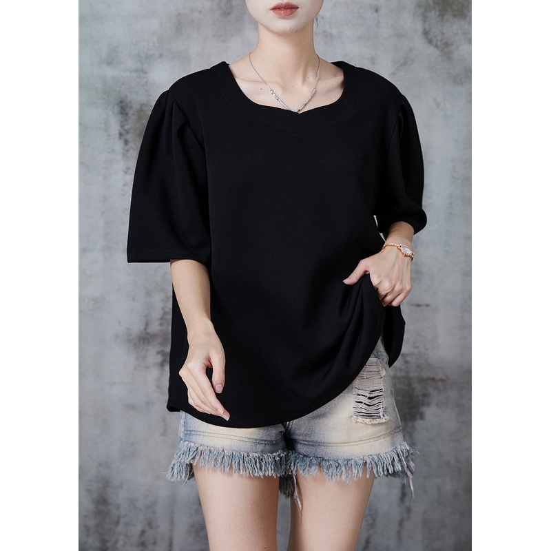 Simple Black O-Neck Oversized Cotton Tanks Summer