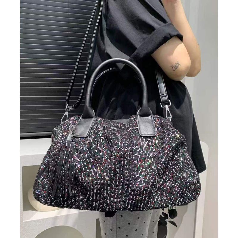 Beautiful Rhinestone Large Capacity Nylon Tote Handbag