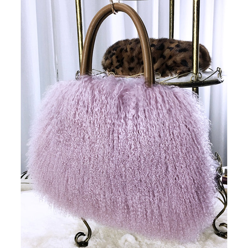 Boutique Light Purple Large Capacity Wool Tote Bag