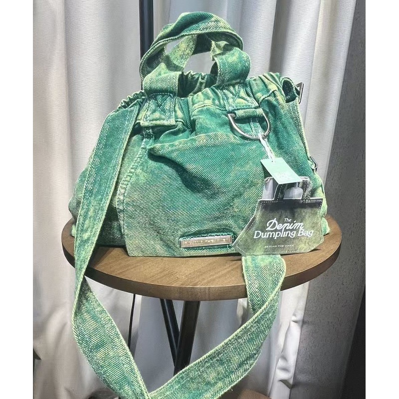 Chic Green Tie Dye Denim Versatile Tote Bag
