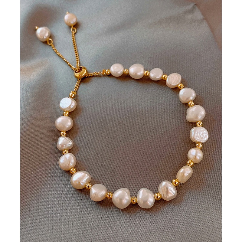 Chic White Alloy Pearl Tassel Charm Bracelet