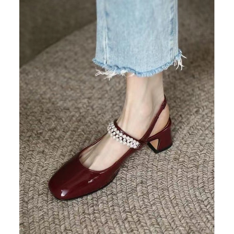 Mulberry Nail Bead Splicing French Chunky Sandals