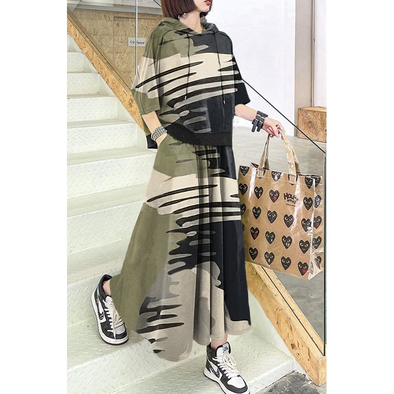 2025 New Blue Geometry Spring Explosion Street Guard Two Piece Skirt