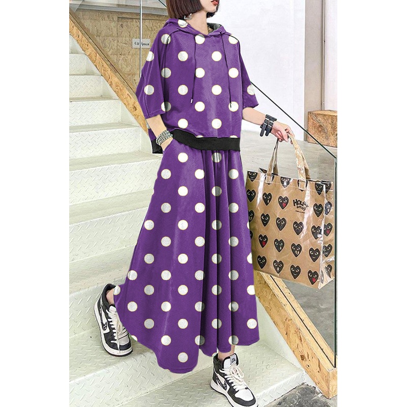 2025 New Purple polka dots Spring Explosion Street Guard Two Piece Skirt