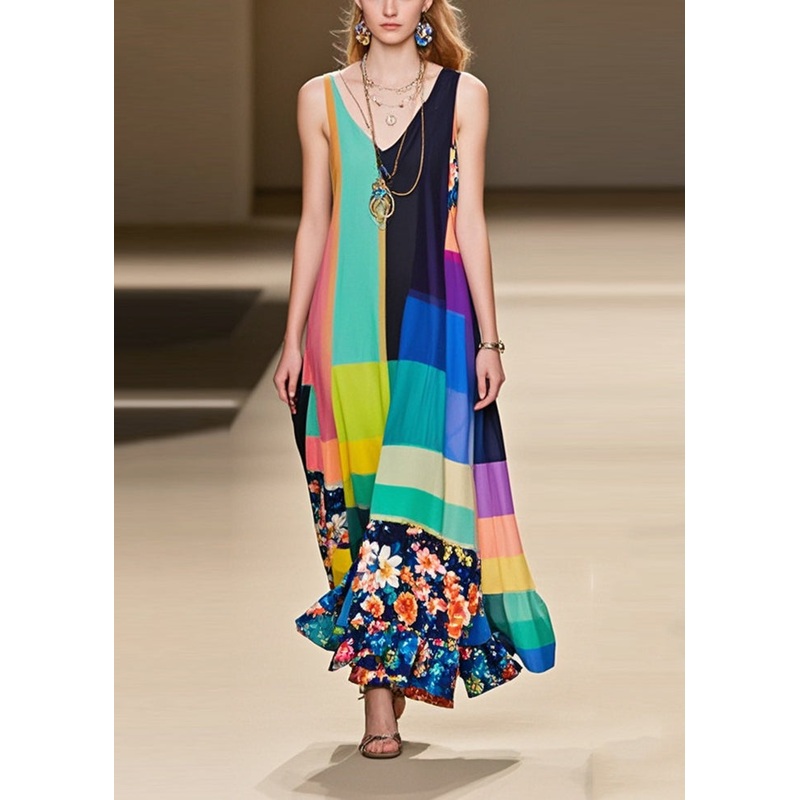 Art Print Exra Large Hem Chiffon Cami Dress Summer