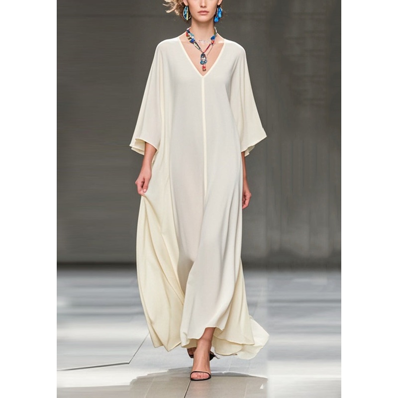 Art White Oversized Draping Chiffon Holiday Dress Bracelet Sleeve