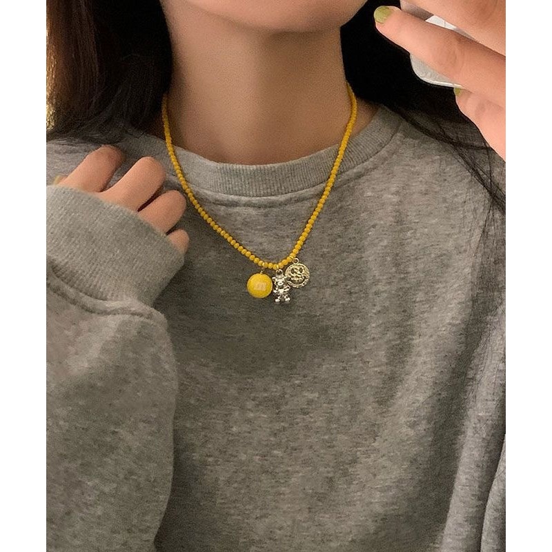 New Yellow Character Little Bea Beading Pendant Necklace