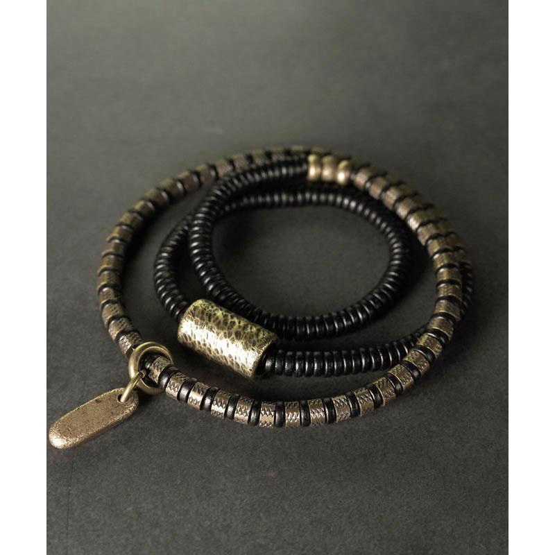 Boutique Colorblock Ancient Gold Copper Beads And Sandalwood Charm Bracelet
