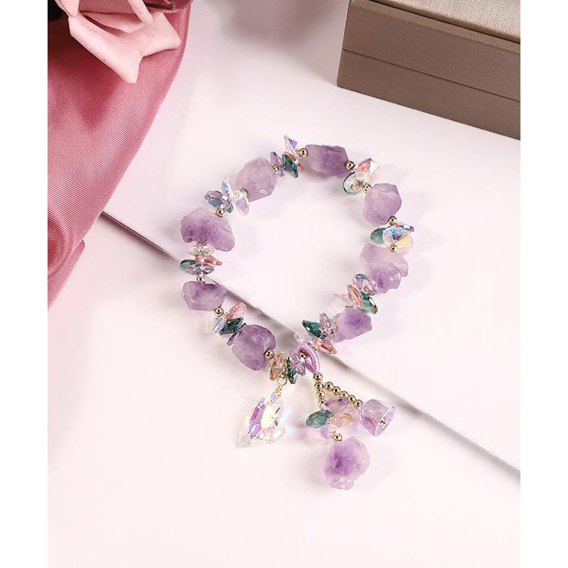 Stylish Light Purple Crystal Pearl Asymmetrical Charm Bracelet