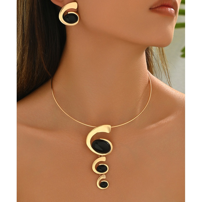 Unique Gold Copper Alloy Zircon Gem Stone Lariat Necklace