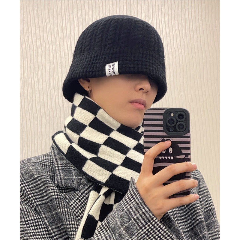 Stylish Black Warm Men Knit Bucket Hat