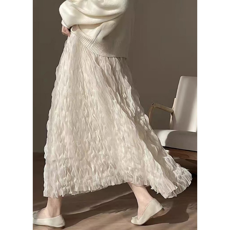 Art Beige Original Design Solid Tulle Skirts Spring