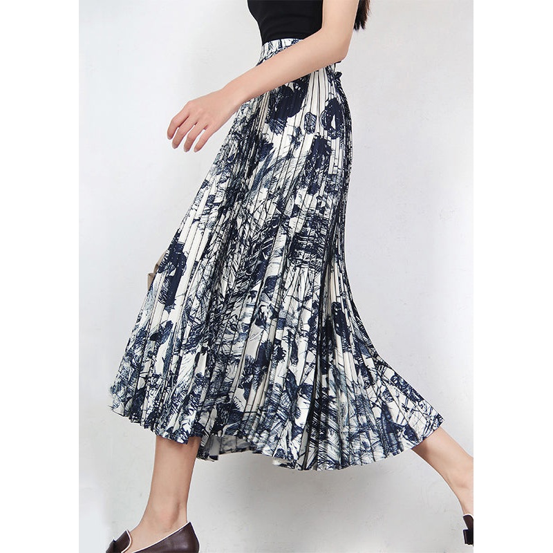 Bohemian Print Wrinkled High Waist Cotton Skirts Summer