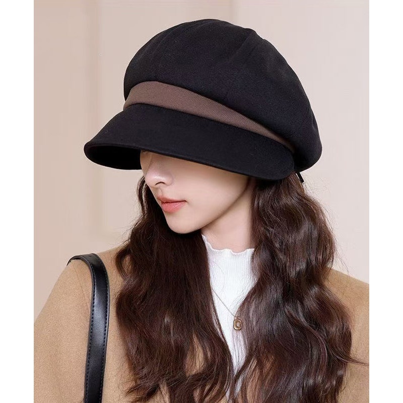 Boutique Black Versatile Woolen Beret Hat