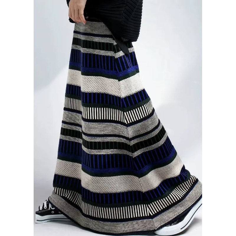 DIY Colorblock Striped Knit A Line Skirts Fall