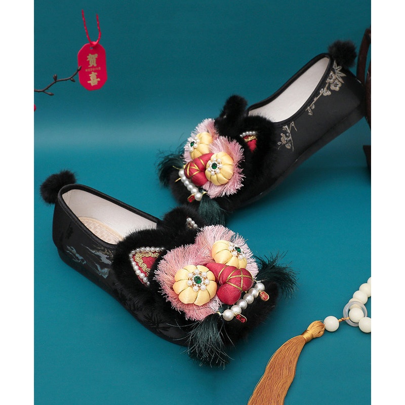 Ethnic Style Splicing Tiger Head Shoes Embroidered Soft Sole