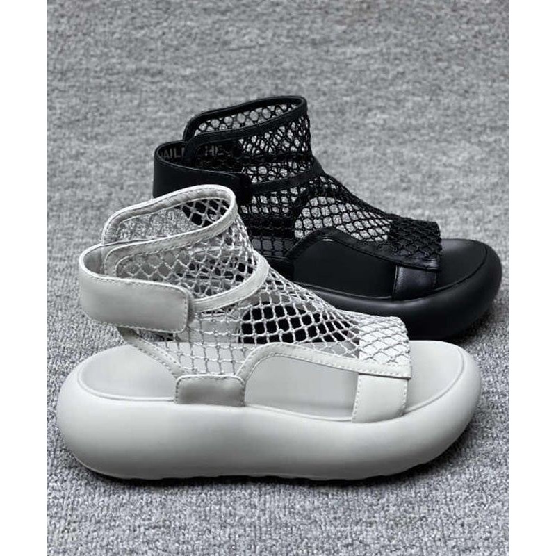 Grey Platform Breathable Mesh Casual Splicing Sandals