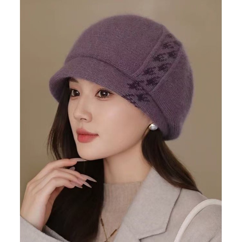 Stylish Purple Cozy Warm Cotton Knit Beret Hat