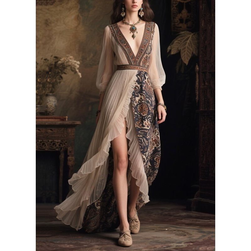 Beautiful Asymmetrical Side Open Chiffon Dinner Dresses Summer