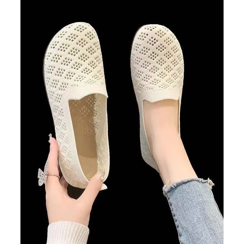 Beige Breathable Mesh Comfy Splicing Flat Feet Shoes