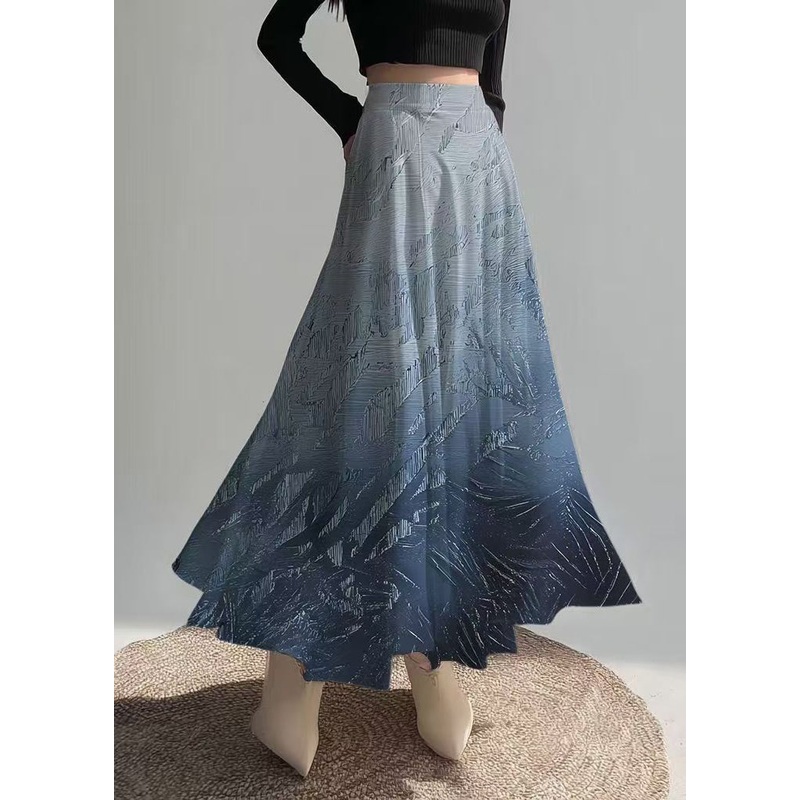 Boho Gradient Navy Exra Large Hem Chiffon Skirts Summer