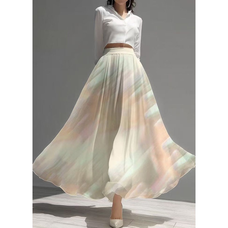 Elegant Gradient Color Exra Large Hem Chiffon Skirts Summer