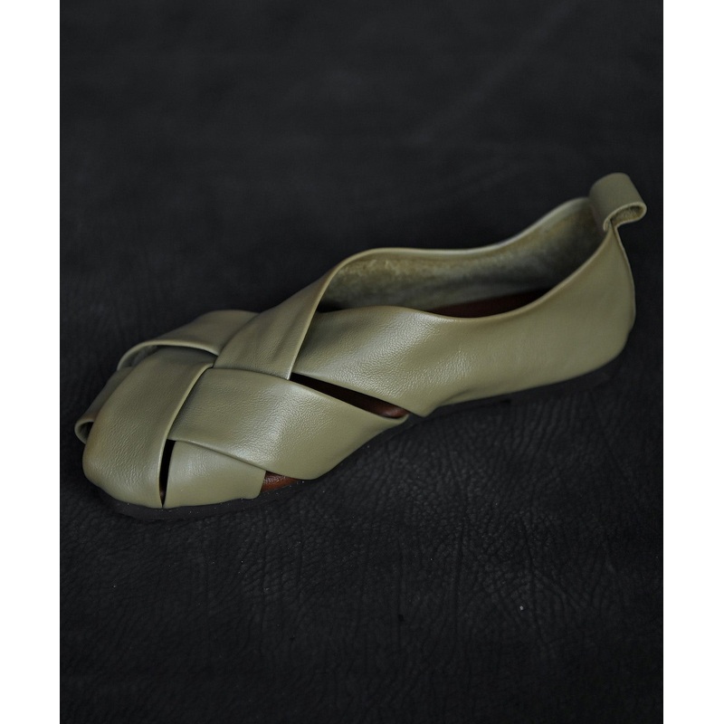 Green Comfy Cowhide Leather Splicing Hiking Sandals